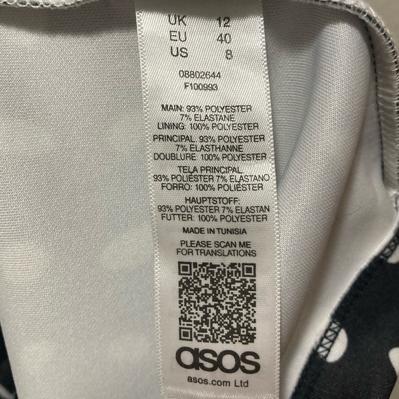 ASOS Black and White Polka Dot Off-Shoulder Midi Dress With Slit Size 8 - Picture 5 of 6